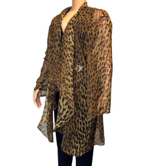 Vintage 90s Night works Surplice Cheetah print top cover up draped  Size 26W - Picture 14 of 17